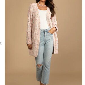 Lulus Cabin Trip Beige Multi Oversized Cardigan